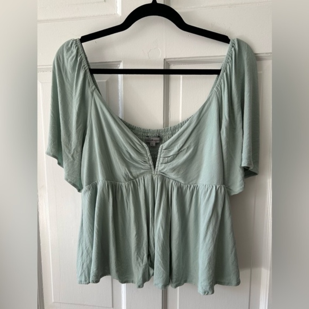 Wishlist Milkmaid Cropped Peasant Top Sweetheart Neckline Flowy Sleeves Sz L